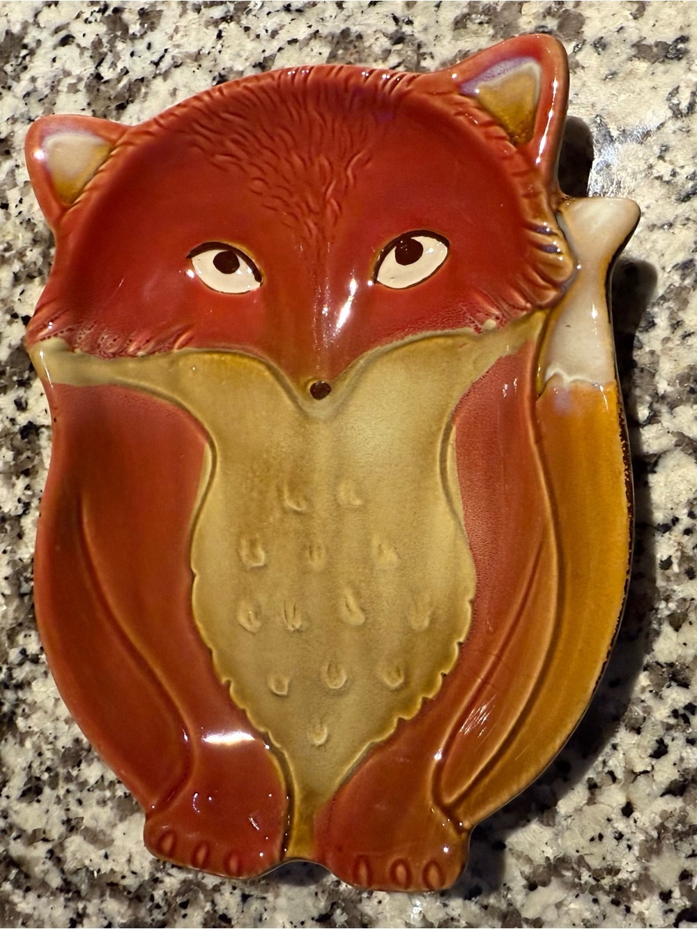 Ceramic Fox trinket or serving dish- fall decor plate